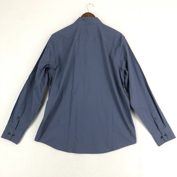 Calvin Klein Men's Size Large Blue Non-Iron Collared Button Down Dress Shirt - Picture 8 of 8